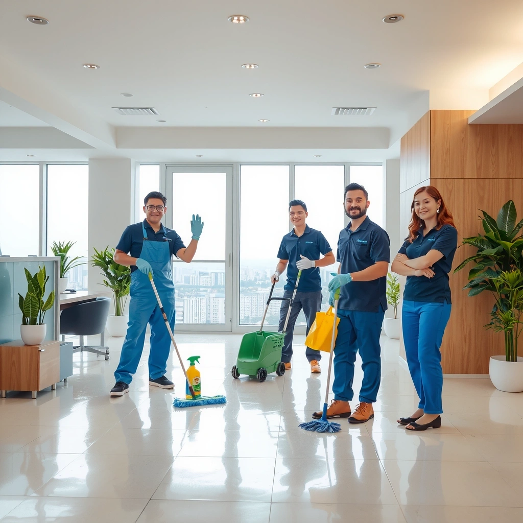 Professional cleaning service team working in Davao
